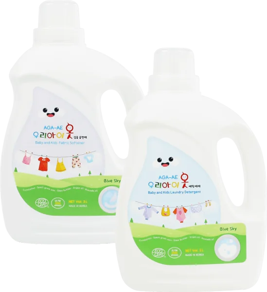 Combo 1 Nước giặt Hàn Quốc Aga-ae cho bé - Blue Sky 3L và 1 Nước xả Hàn Quốc Aga-ae cho bé - Blue Sky 3L