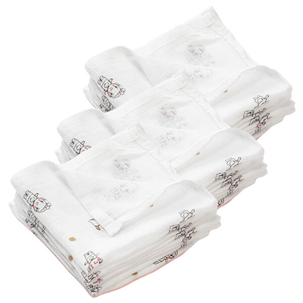 Combo 3 Khăn gạc sợi tre in hình Animo HM9X (25x25cm,5 cái)