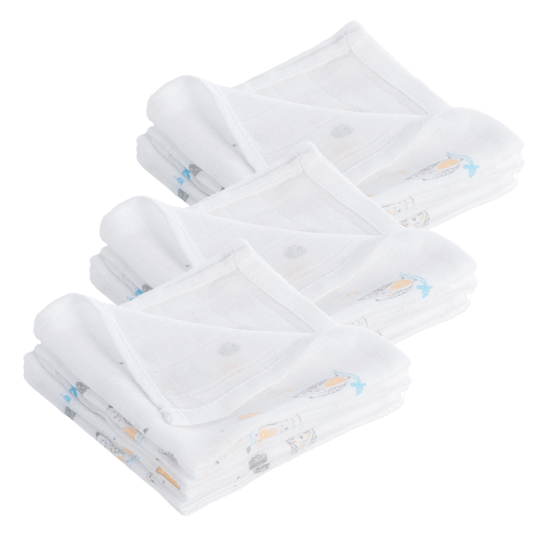 Combo 3 Khăn gạc sợi tre in hình Cú mèo và Nhím Animo HM9X (25x25cm,5 cái)
