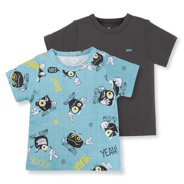 Set 2 áo bé trai tay ngắn Animo Easy HN0724008 (1-4Y,Nhiều màu)