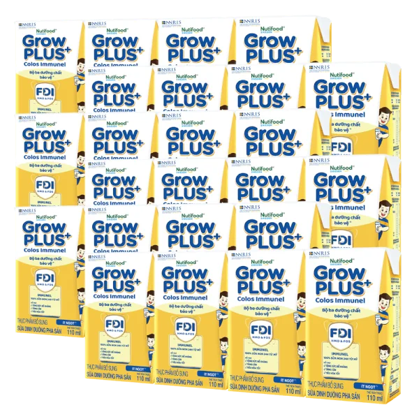 Thùng Sữa dinh dưỡng pha sẵn GrowPLUS+ Colos Immunel 110ml, lốc 4 hộp (Từ 1 tuổi)