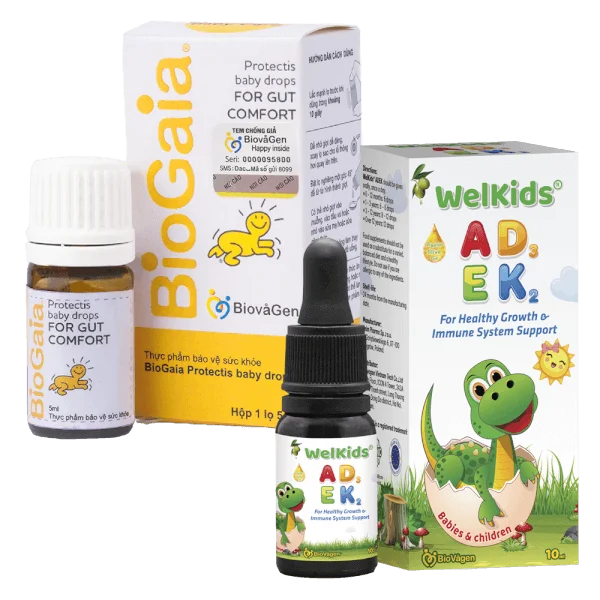 Combo 1 Thực phẩm bảo vệ sức khỏe BioGaia Protectis baby drops và 1 Thực phẩm bảo vệ sức khỏe Welkids AKDE