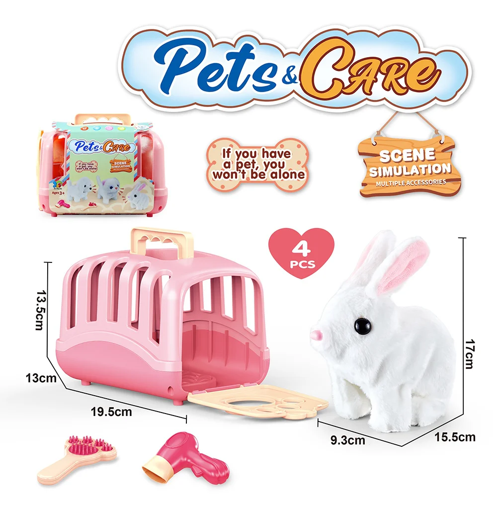 Bộ lồng chăm sóc thỏ con biết đi, biết kêu kèm phụ kiện YN550764 C404 (Hồng)