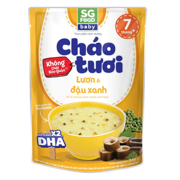 Cháo tươi baby lươn đậu xanh 240g, SG Food, 7 tháng