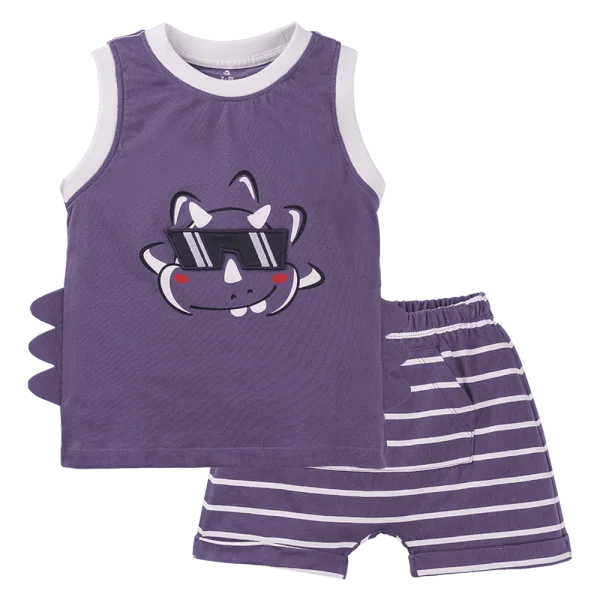 Bộ sát nách bé trai ngắn Dino Animo HN0524003 (6M-6Y,Tím)