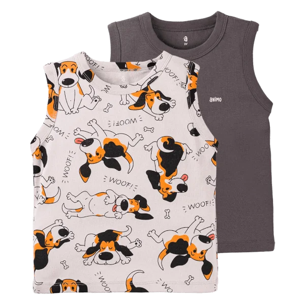 Set 2 áo bé trai sát nách Animo Easy HN0624013 (1-4Y,Nhiều màu)