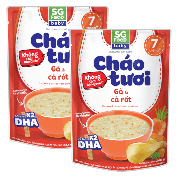 Combo 2 Cháo tươi baby gà cà rốt 240g, SG Food, 7 tháng