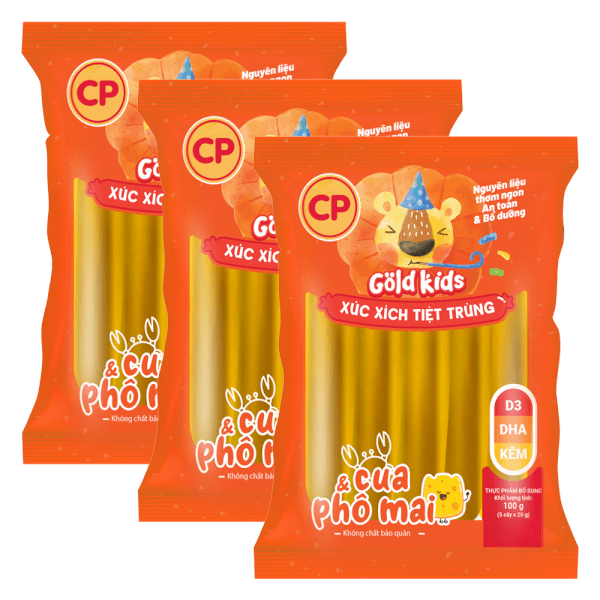 Combo 3 Xúc Xích Tiệt Trùng Goldkids Cua & Phô Mai