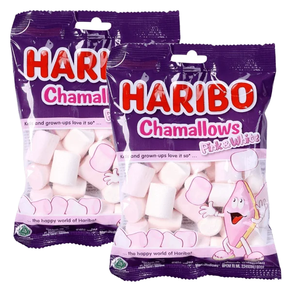 Combo 2 Kẹo xốp Haribo Chamallows Pink & White 70g