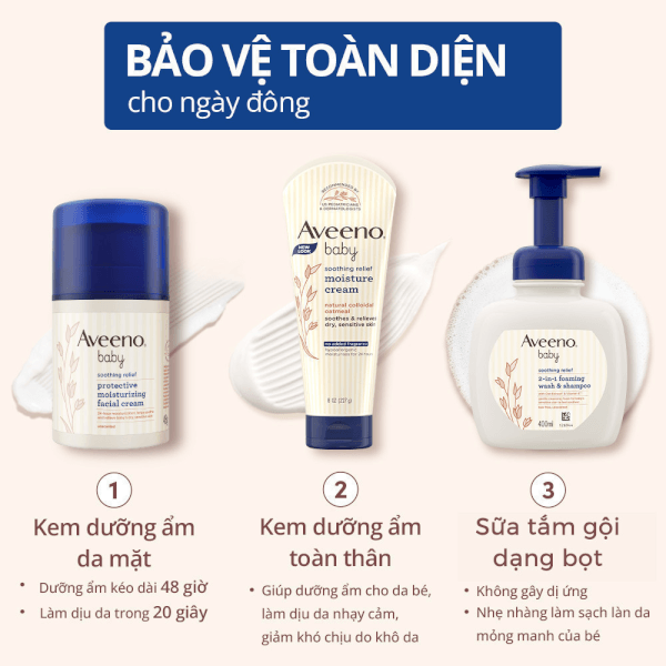 Sữa tắm gội tạo bọt 2 trong 1 Aveeno baby soothing relief 2in1 foaming wash & shampoo 400ml