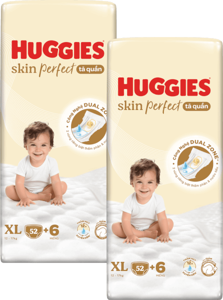 Combo 2 Tã quần Huggies SkinPerfect Pants (XL, 12-17kg, 52+6 miếng)