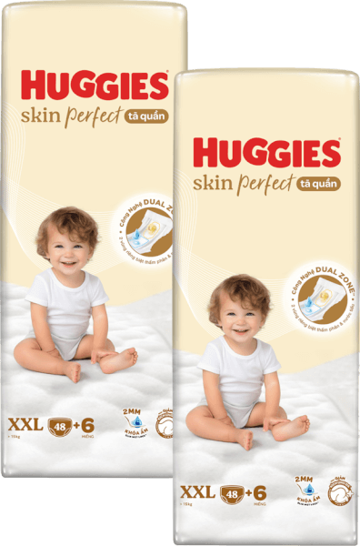 Combo 2 Tã quần Huggies SkinPerfect Pants (XXL, >15kg, 48+6 miếng)