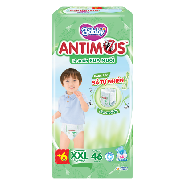 Tã quần Bobby Antimos Xua Muỗi (size XXL, 46+6 miếng)