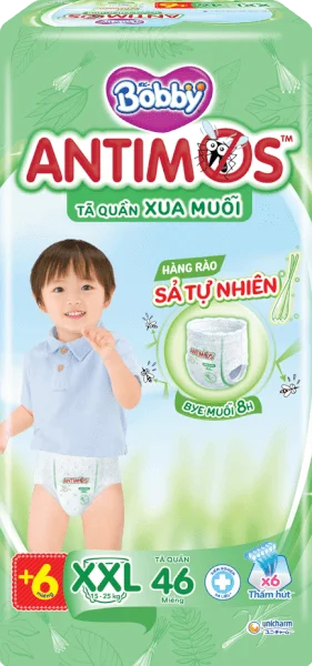 Tã quần Bobby Antimos Xua Muỗi (size XXL, 46+6 miếng)