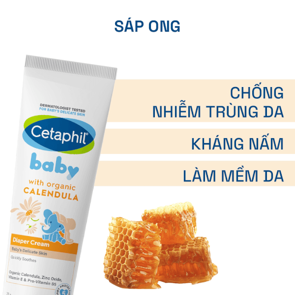 Kem làm dịu hăm tã Cetaphil Baby Diaper Cream Calendula 70g