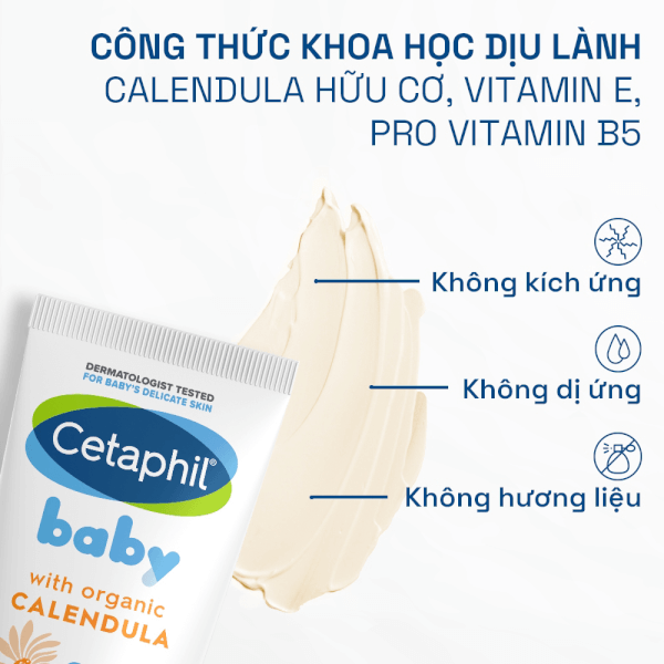 Kem làm dịu hăm tã Cetaphil Baby Diaper Cream Calendula 70g