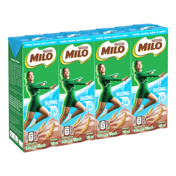 Thức uống lúa mạch uống liền Nestle Milo 180ml - Lốc 4 hộp