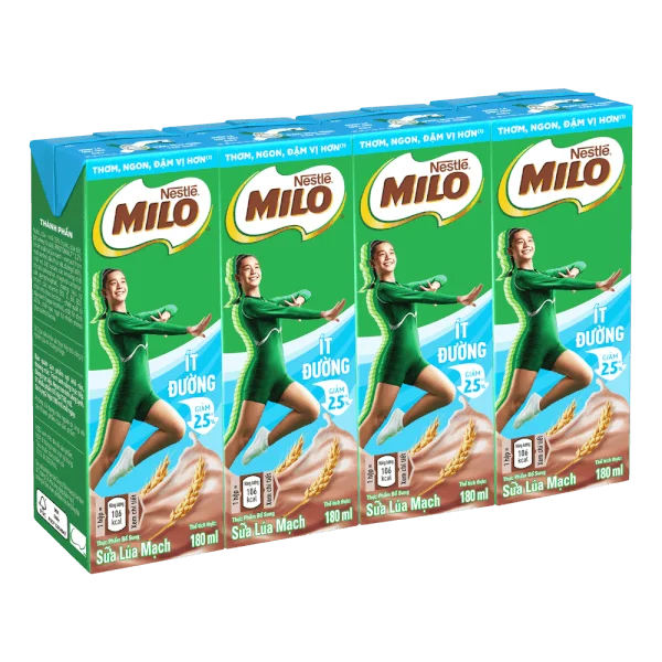 Thức uống lúa mạch uống liền Nestle Milo 180ml - Lốc 4 hộp