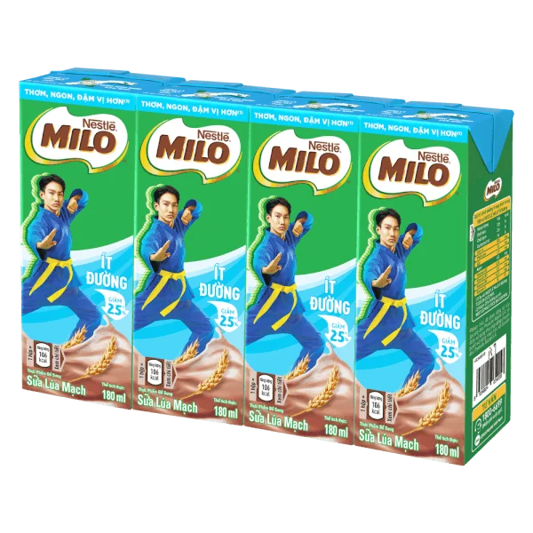 Thức uống lúa mạch uống liền Nestle Milo 180ml - Lốc 4 hộp