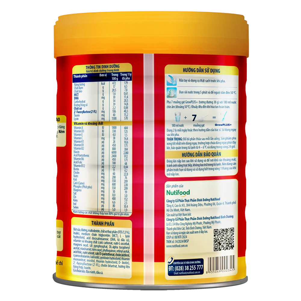 Sữa GrowPLUS+ Đỏ 1+ 900g (1-2 tuổi) (Giao bao bì ngẫu nhiên)