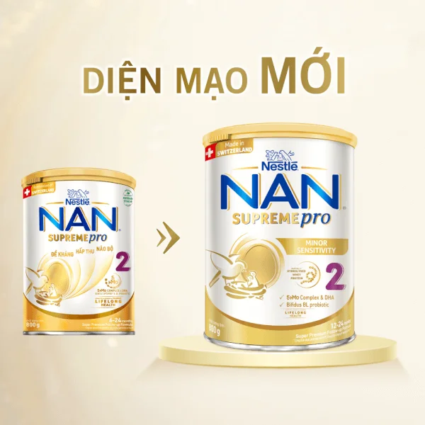 Sữa NAN SUPREME PRO số 2 800g (6-24 tháng) (giao bao bì ngẫu nhiên)