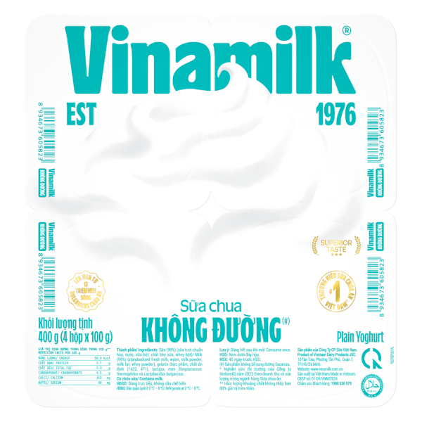 Sữa chua Vinamilk không đường 100g (giao bao bì ngẫu nhiên)