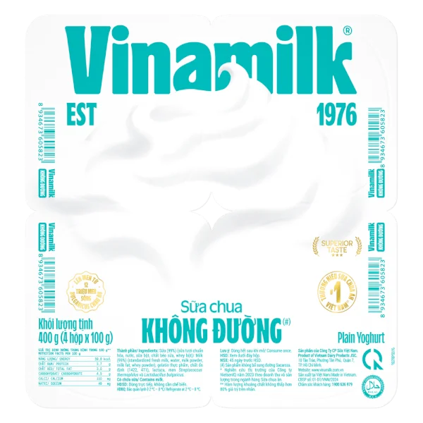 Sữa chua Vinamilk không đường 100g (giao bao bì ngẫu nhiên)