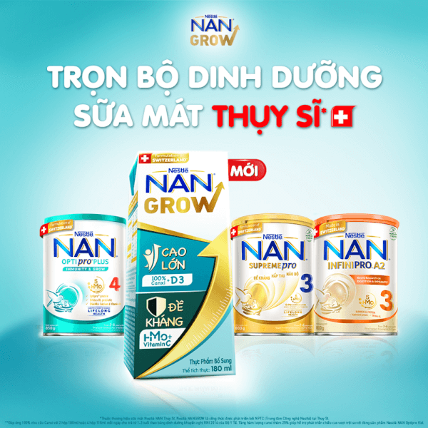 Combo 4 Thùng thực phẩm bổ sung Nestlé NANGROW 6 (4x180ml)