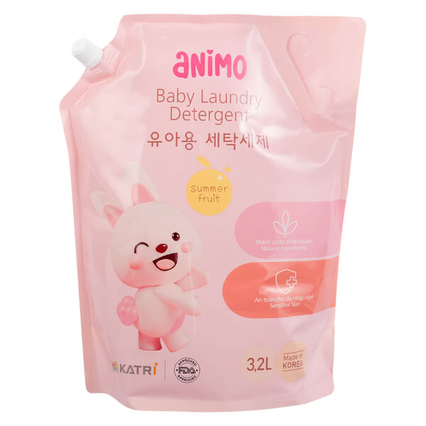 Combo 2 Nước giặt cho bé Animo hương trái cây mùa hè túi refill 3,2L