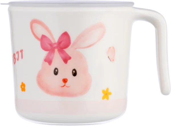 Cốc uống nước có nắp đậy melamine cao cấp Moreware (220ml, 1005, thỏ hồng)