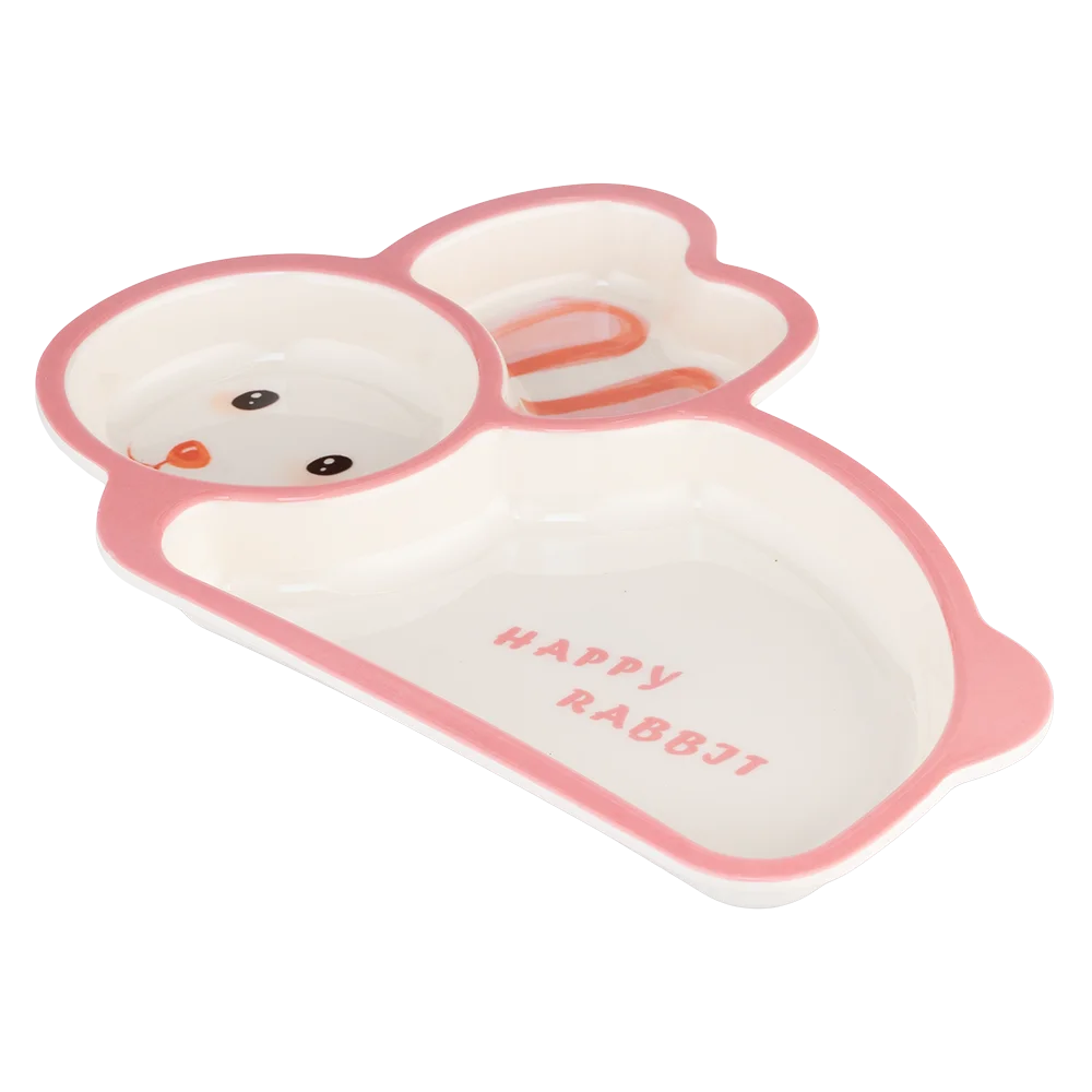 Khay ăn dặm 3 ngăn melamine cao cấp Moreware (D2344, hình thỏ)