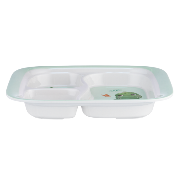 Khay ăn dặm 3 ngăn melamine cao cấp Moreware (W3063, vuông, khủng long)