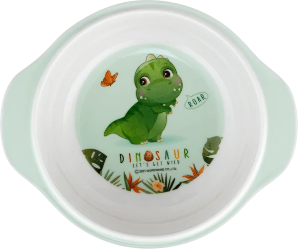 Bát ăn dặm melamine cao cấp Moreware (W6082, tay cầm, khủng long)