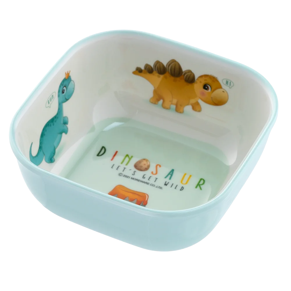 Bát ăn dặm melamine cao cấp Moreware (SW6343, vuông, khủng long)