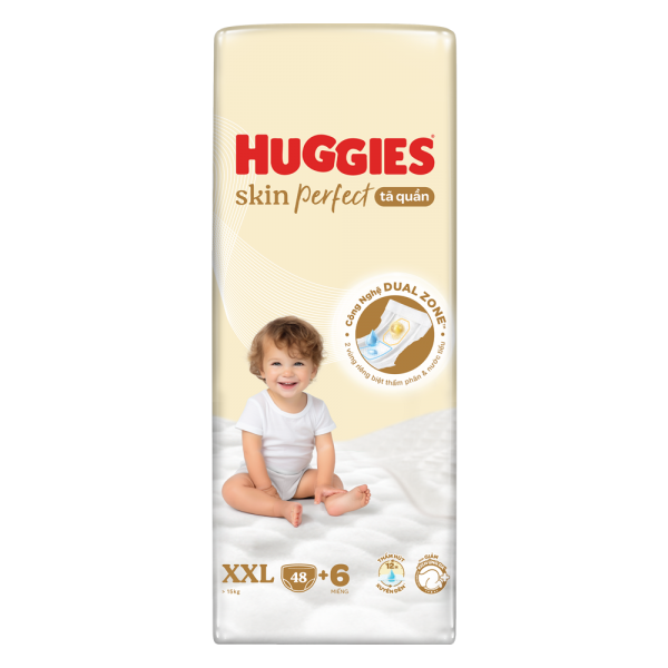 Tã quần Huggies SkinPerfect Pants (XXL, >15kg, 48+6 miếng) (giao bao bì ngẫu nhiên)