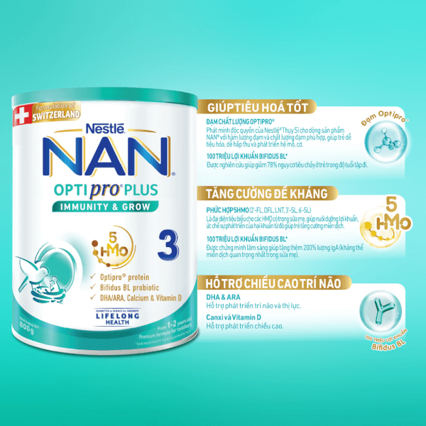 Sữa Nestle Nan Optipro Plus 3 800g (1-2 tuổi) (Giao bao bì ngẫu nhiên)