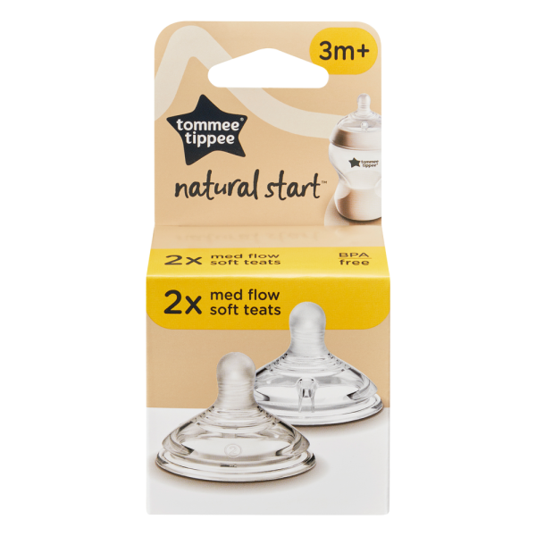 Núm ty silicon siêu mềm tự nhiên cho bé Tommee Tippee Natural Start  Medium Flow 3-6 tháng (vỉ đôi)