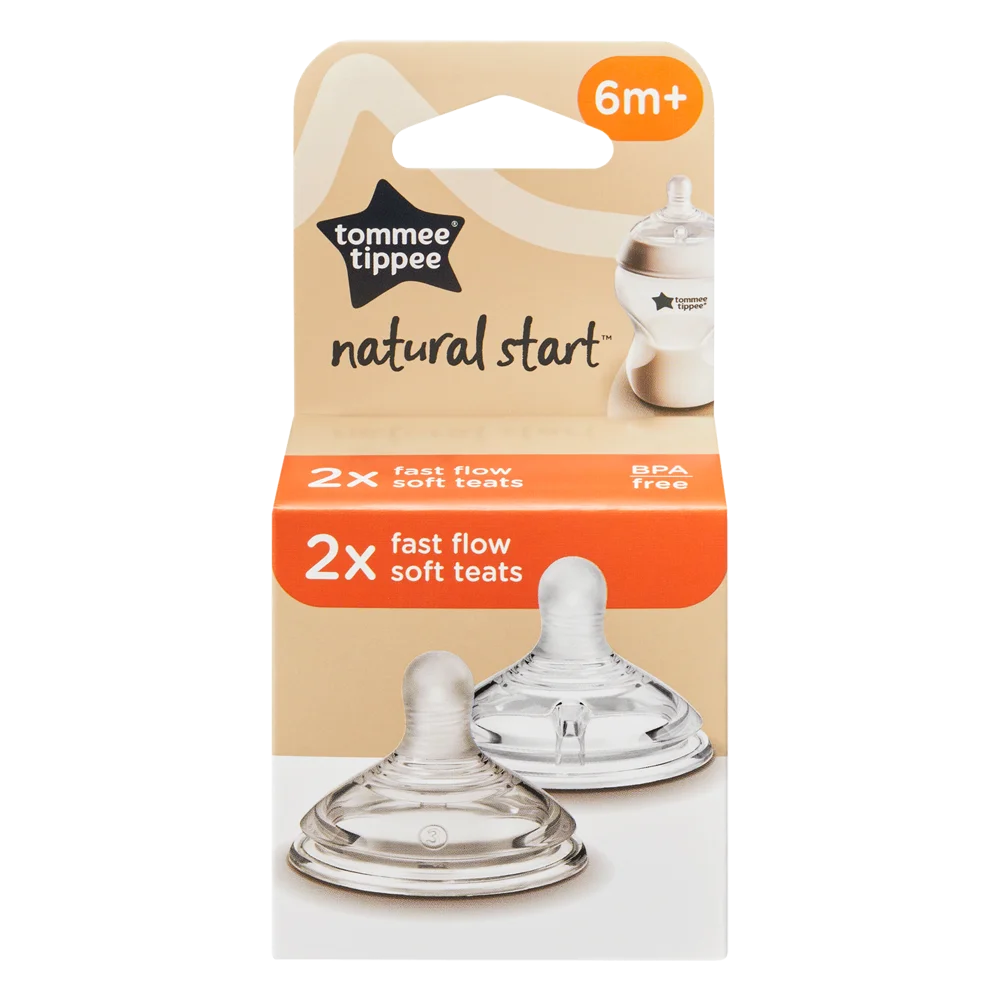 Núm ty silicon siêu mềm tự nhiên cho bé Tommee Tippee Natural Start  Fast Flow từ 6 tháng (vỉ đôi)