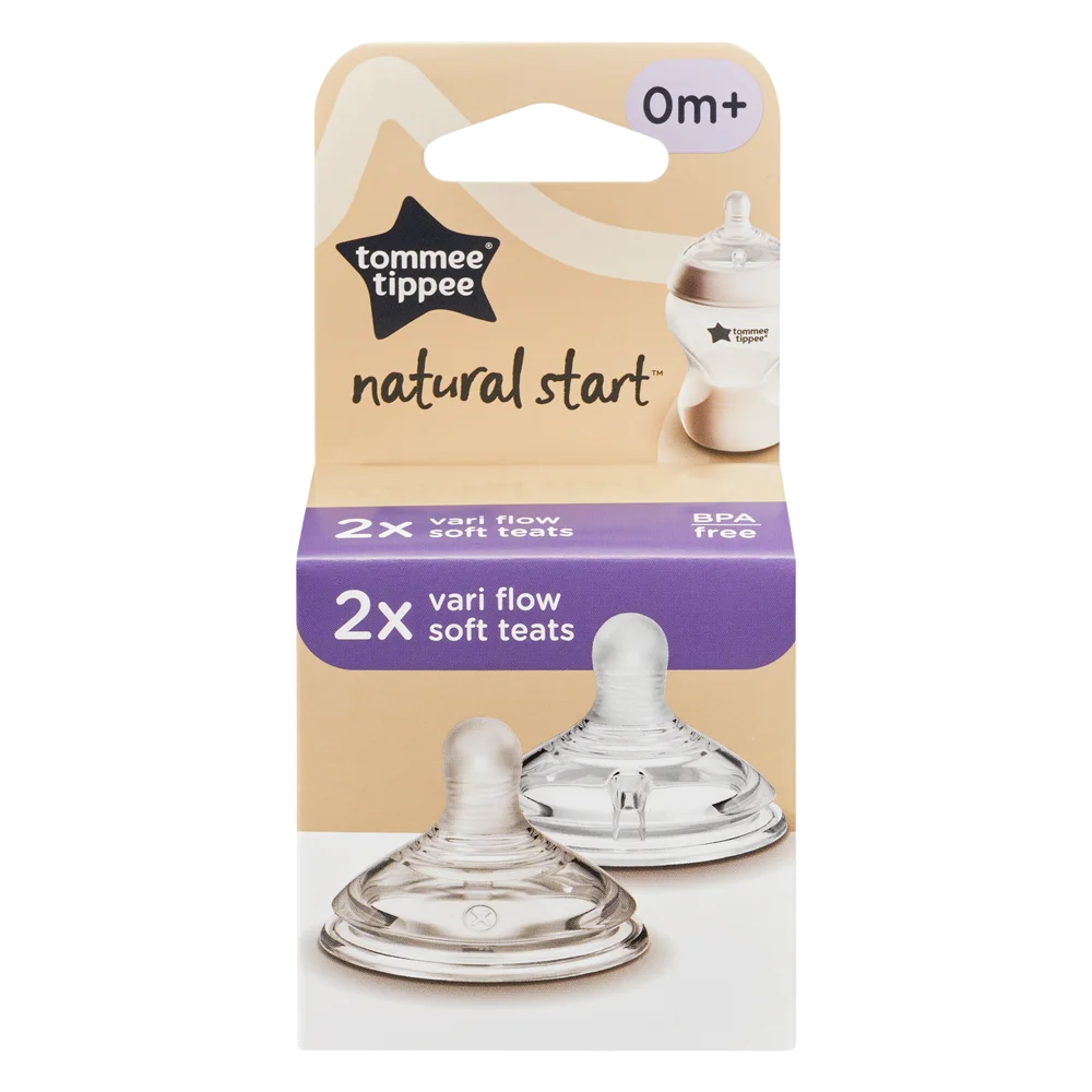 Núm ty silicon siêu mềm tự nhiên cho bé Tommee Tippee Natural Start  Variflow từ sơ sinh (vỉ đôi)