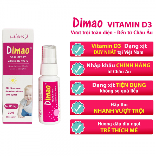 Xịt bổ sung Vitamin D3 thuần DIMAO ORAL SPRAY 400IU