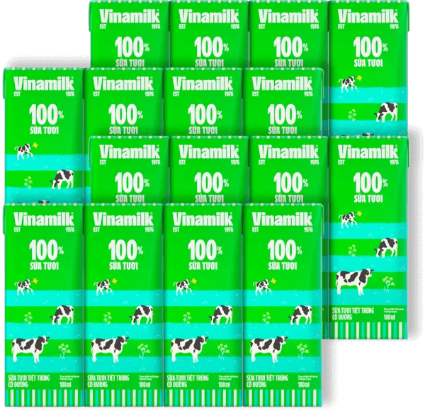 Combo 4 Sữa tươi tiệt trùng có đường Vinamilk 180ml - Lốc 4 hộp