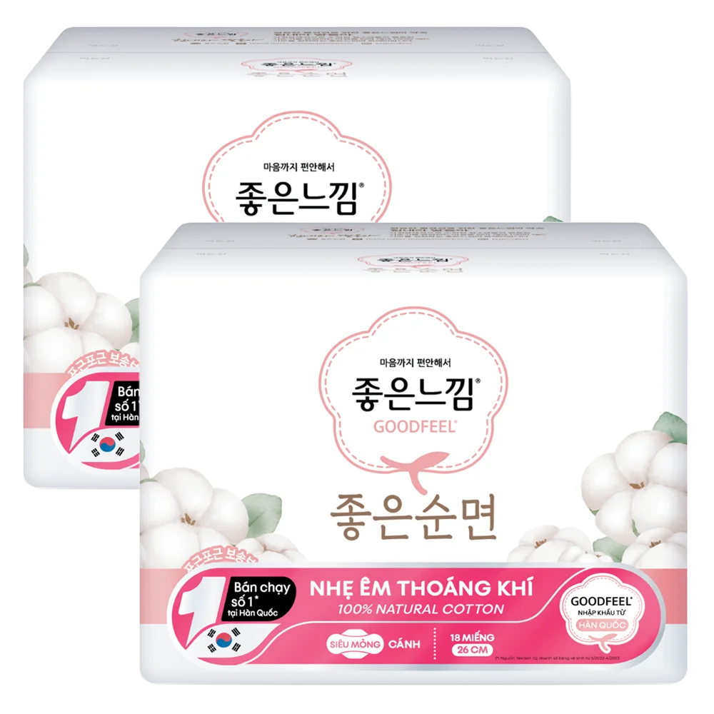 Combo 2 Băng vệ sinh Goodfeel bề mặt cotton tự nhiên