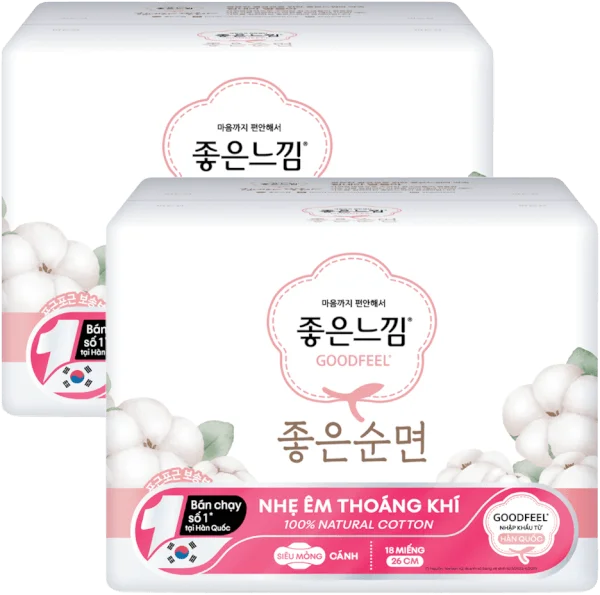 Combo 2 Băng vệ sinh Goodfeel bề mặt cotton tự nhiên