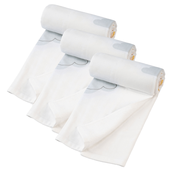 Combo 3 Khăn tắm trẻ em Cotton Hươu cao cổ Animo BM9T (60x120cm,Trắng)
