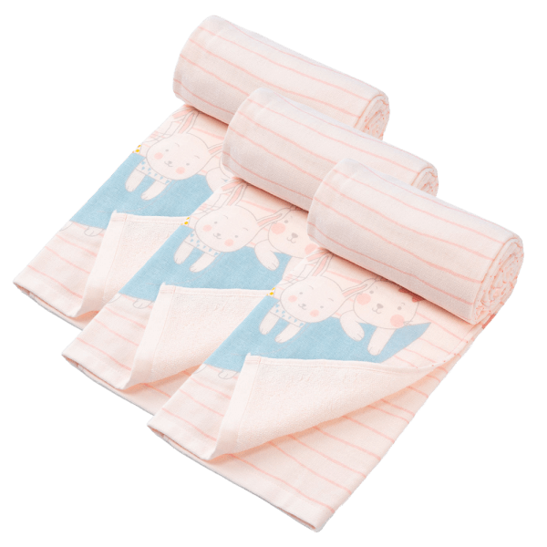 Combo 3 Khăn tắm trẻ em Cotton Thỏ và bạn Animo BM9T (60x120cm,Hồng)