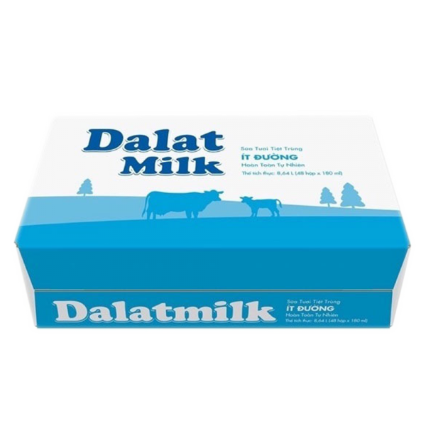 Ccombo Thùng Sữa tươi tiệt trùng Dalat Milk ít đường 180ml (lốc 4 hộp)