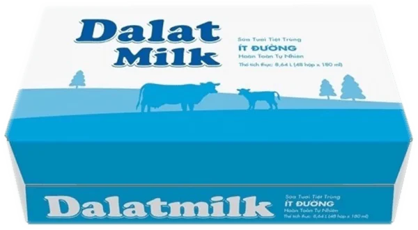 Thùng Sữa tươi tiệt trùng Dalat Milk ít đường 180ml (lốc 4 hộp)