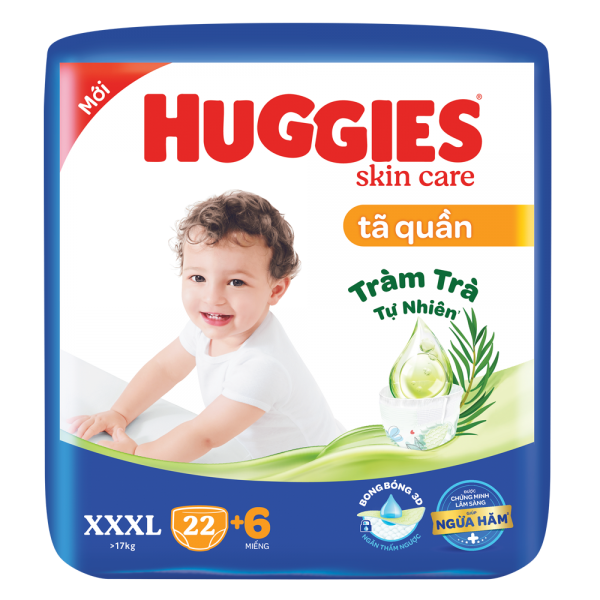 Tã quần Huggies Skincare (XXXL, >17kg, 22+6 miếng)