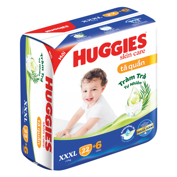 Tã quần Huggies Skincare (XXXL, >17kg, 22+6 miếng)