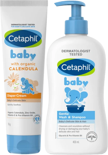 Combo 1 Kem làm dịu hăm tã Cetaphil Baby Diaper Cream Calendula 70g và 1 Sữa tắm gội cho trẻ em (Cetaphil Baby Gentle Wash